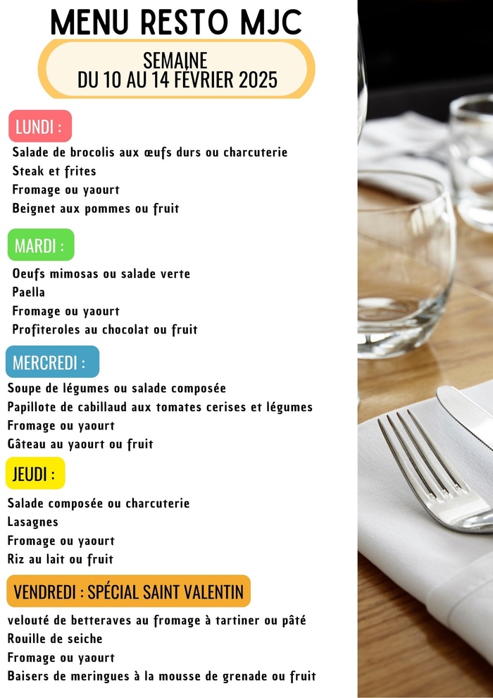 Menu de la semaine