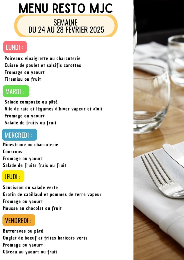 Menu de la semaine