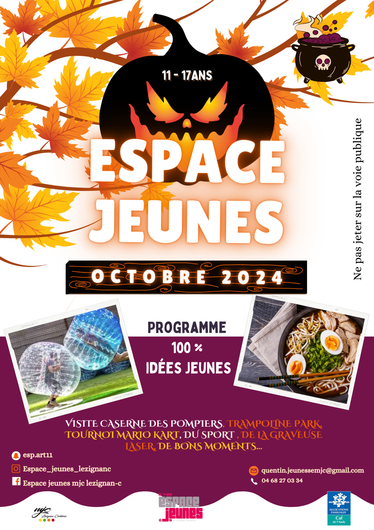 ESPACE JEUNE | Programme Vacances Automne 2024