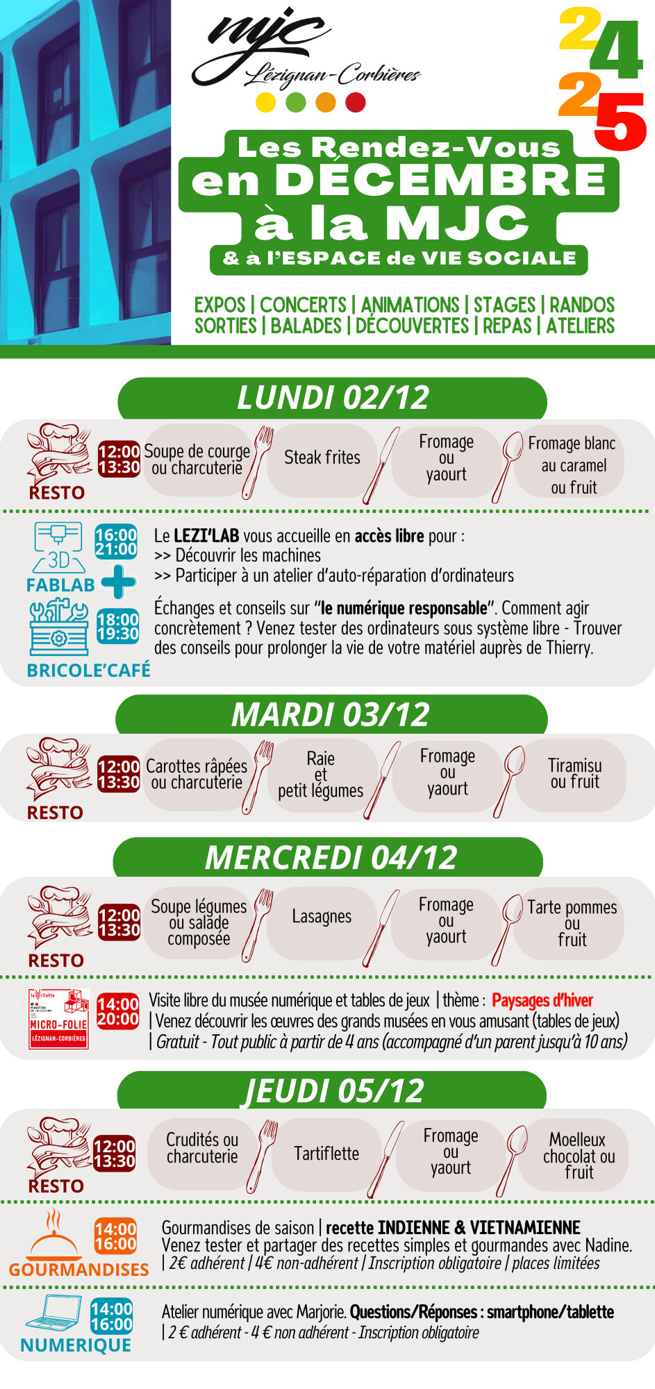 LES RENDEZ-VOUS DE LA MJC | Décembre 2024