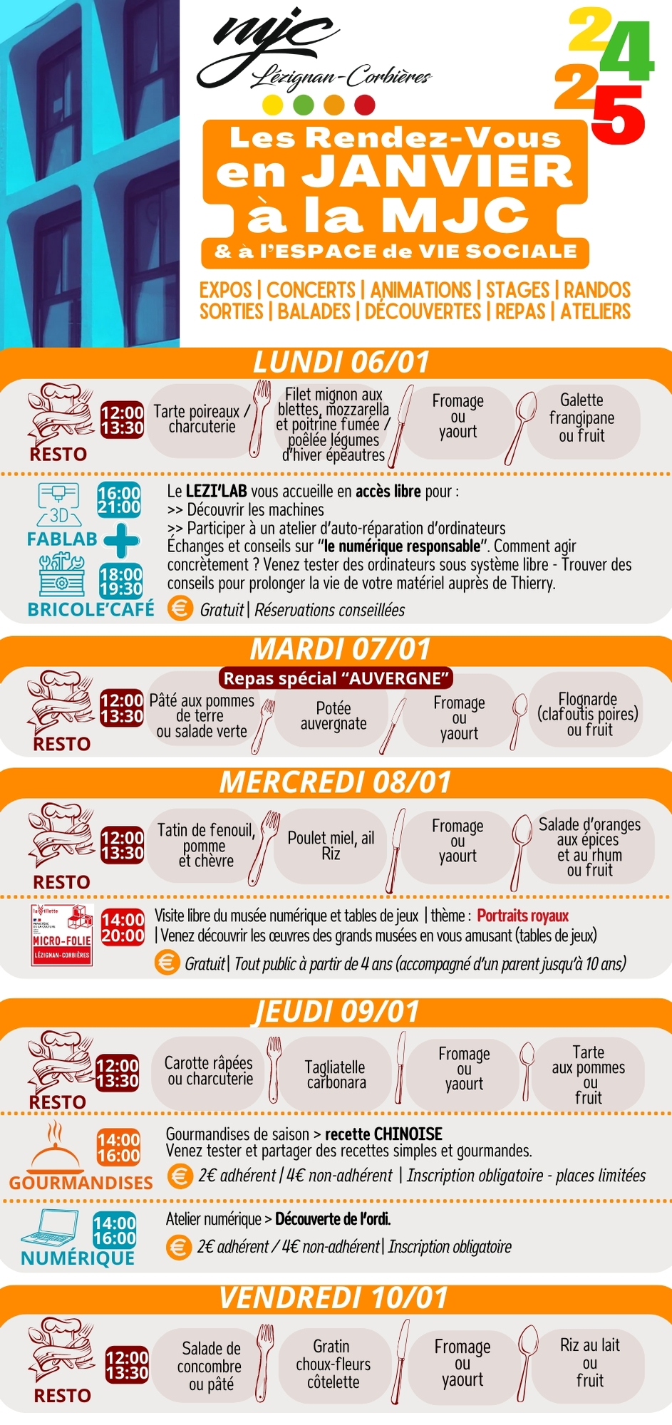 LES RENDEZ-VOUS DE LA MJC | Janvier 2025