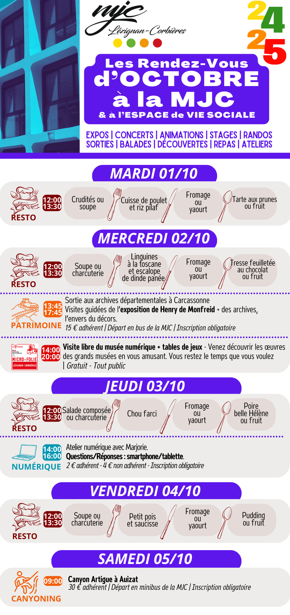 LES RENDEZ-VOUS DE LA MJC | Octobre 2024