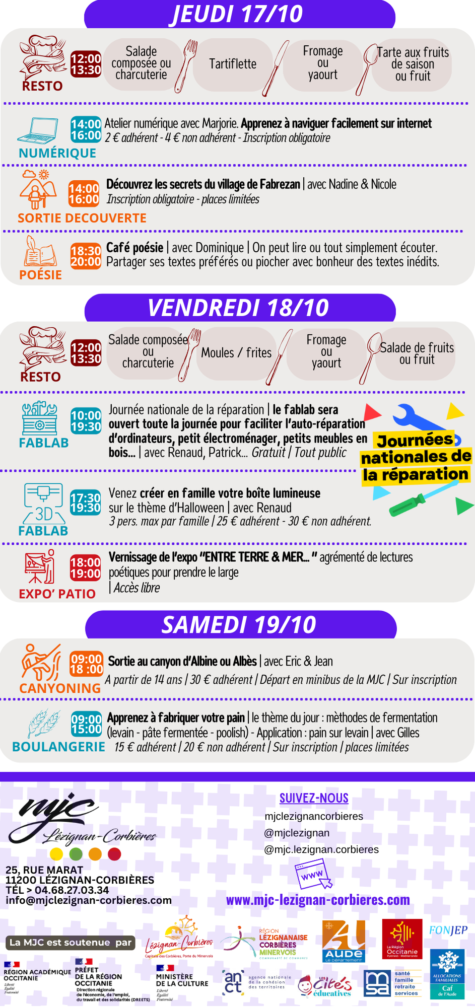 LES RENDEZ-VOUS DE LA MJC | Octobre 2024