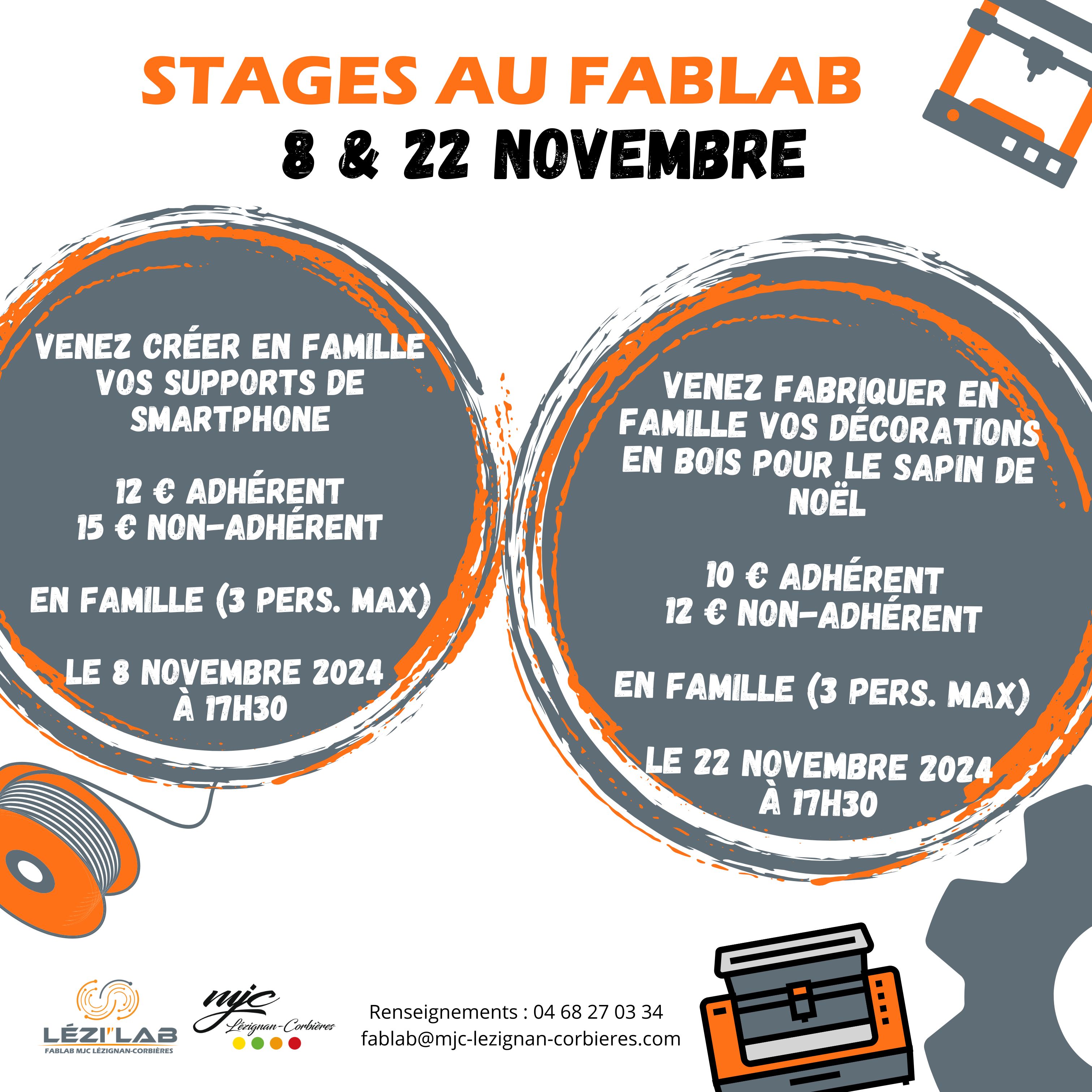 STAGES FAMILLE AU FABLAB EN NOVEMBRE