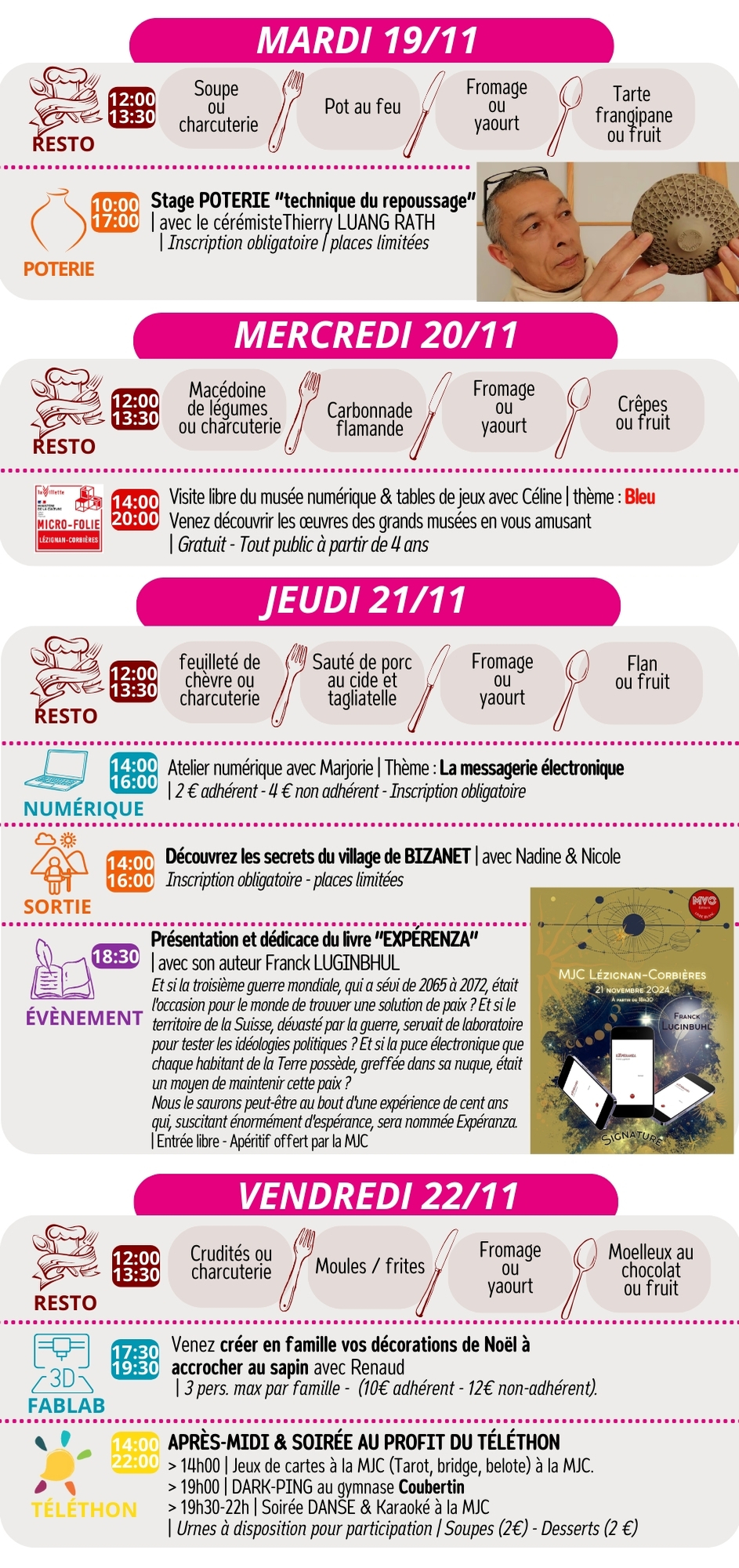 LES RENDEZ-VOUS DE LA MJC | Novembre 2024