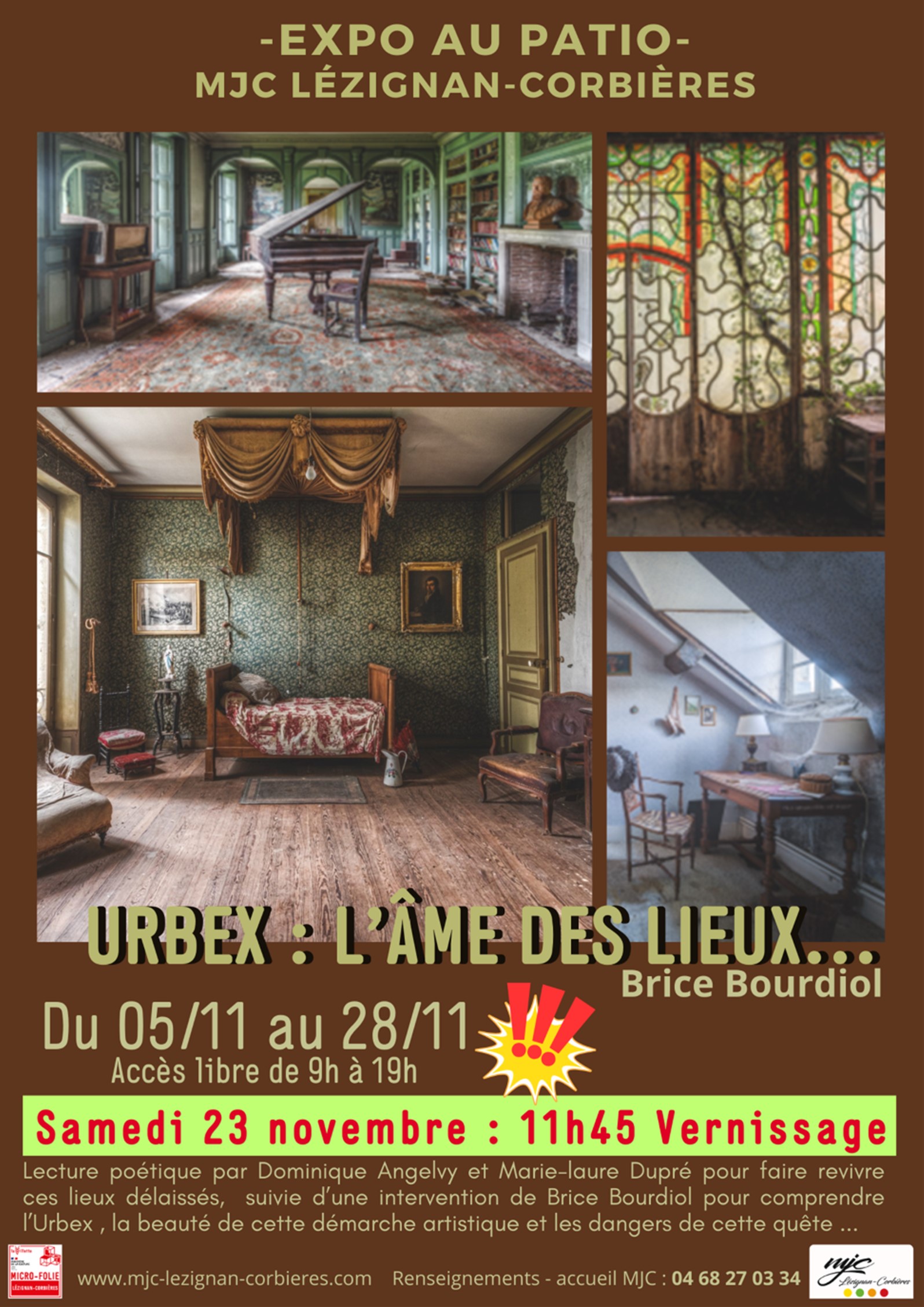 Samedi 23/11 à 11h45 : Vernissage expo Urbex !!!