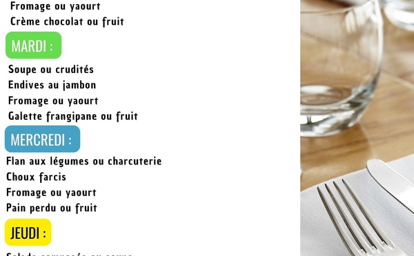 Menu de la semaine